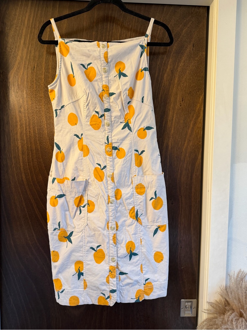 Maeve x Dylan Mierzwinski Colette Dress, Size Small, Tan with Orange Print - Picture 6 of 13